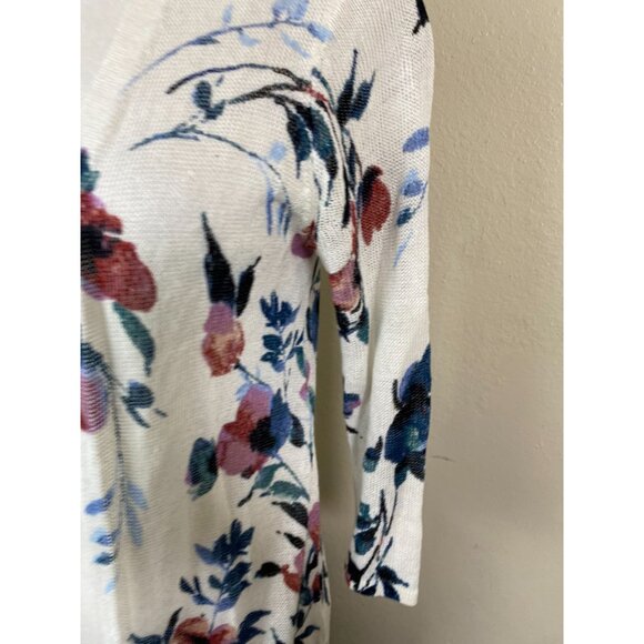 J. Jill Floral Open Front Linen Blend Cardigan Women Size Small Lightweight - Picture 9 of 16